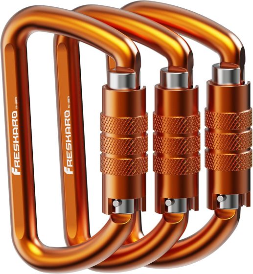 FresKaro 12kN Auto-Lock Carabiner 3 inch, Orange
