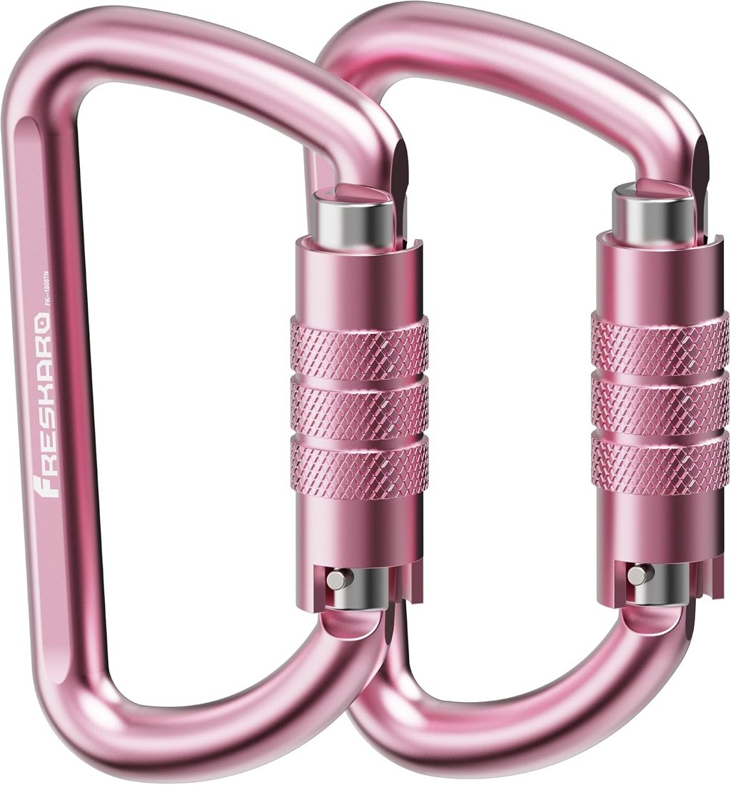 FresKaro 12kN Auto-Lock Carabiner 3 inch, Pink