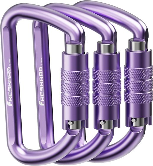 FresKaro 12kN Auto-Lock Carabiner 3 inch, Purple