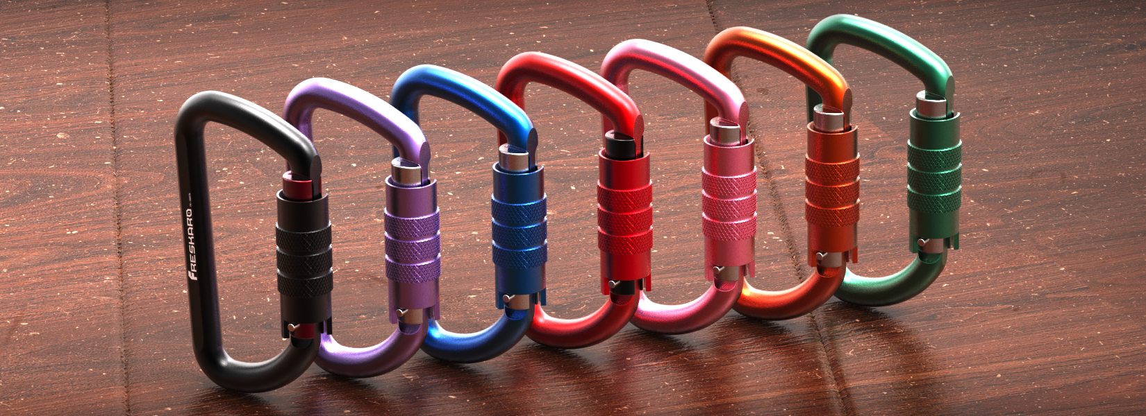 FresKaro everyday locking carabiners line-up in every colour