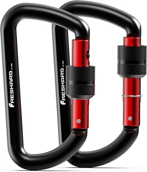 FresKaro 12kN Screw-Lock Carabiner 3 inch, Black