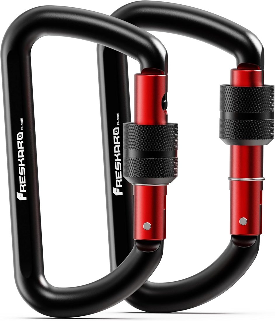 FresKaro 12kN Screw-Lock Carabiner 3 inch, Black