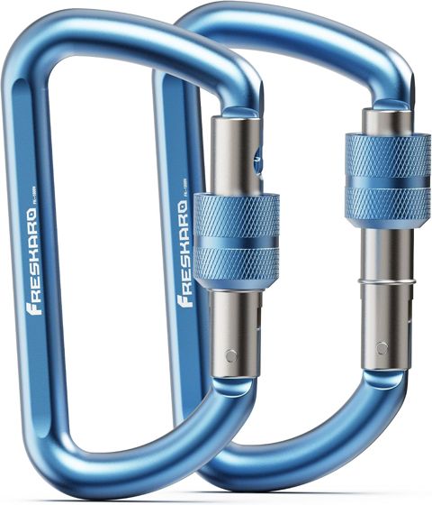FresKaro 12kN Screw-Lock Carabiner 3 inch, Blue