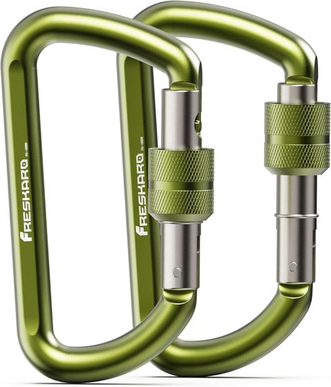 FresKaro 12kN Screw-Lock Carabiner 3 inch, Green