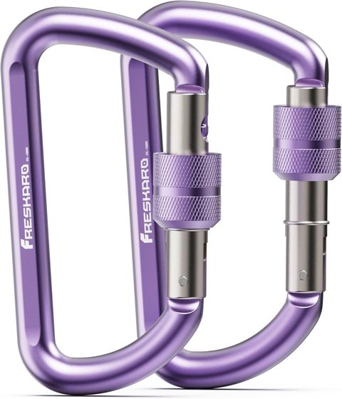 FresKaro 12kN Screw-Lock Carabiner 3 inch, Purple
