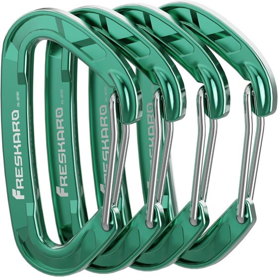 FresKaro 15kN Wiregate Carabiner, Green