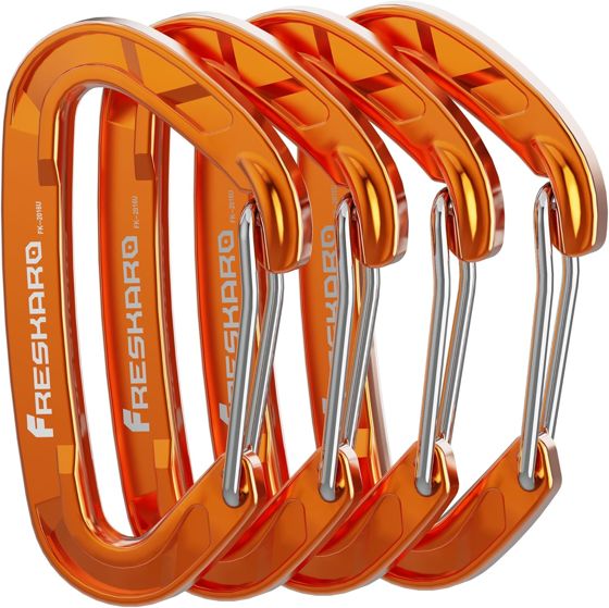 FresKaro 15kN Wiregate Carabiner, Orange