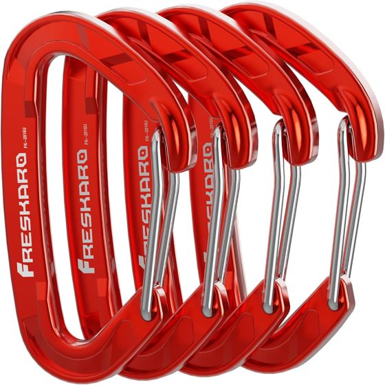 FresKaro 15kN Wiregate Carabiner, Red