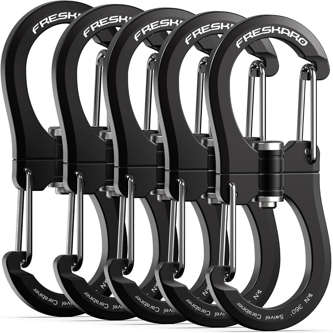 FresKaro 1kN 360 Swivel Carabiner, Black