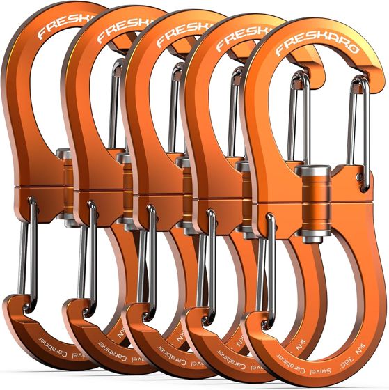 FresKaro 1kN 360 Swivel Carabiner, Orange