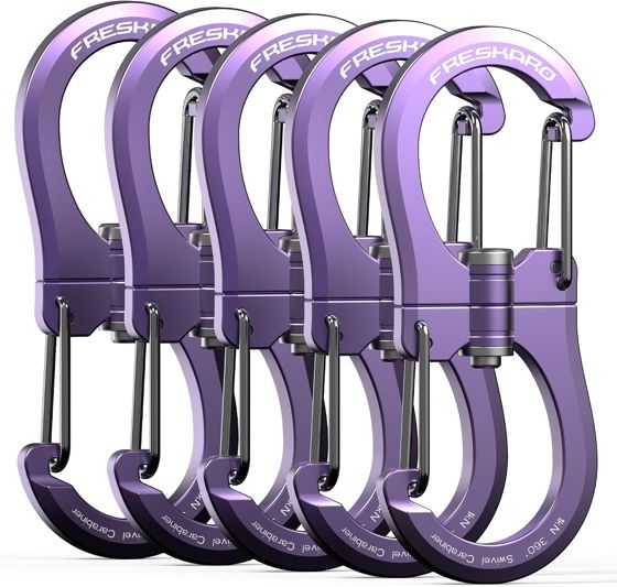 FresKaro 1kN 360 Swivel Carabiner, Purple