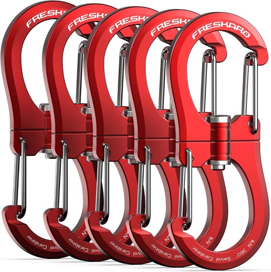 FresKaro 1kN 360 Swivel Carabiner, Red