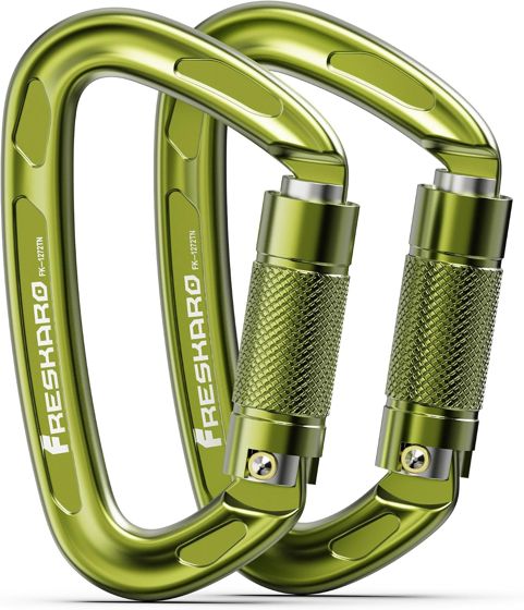 FresKaro 25kN Auto-Lock Carabiner 4 inch, Green