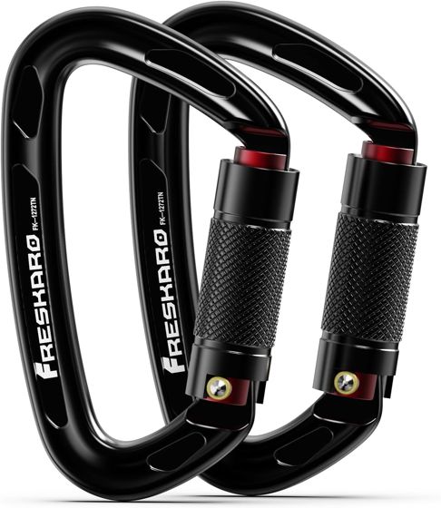 FresKaro 25kN Keylock Twist-Lock Carabiner, Black