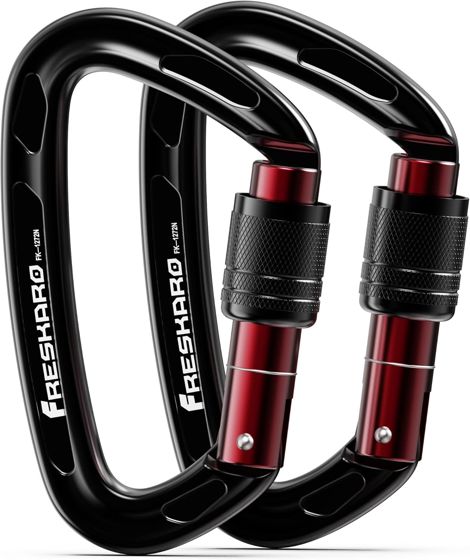 FresKaro 25kN Screwgate Carabiner, Black