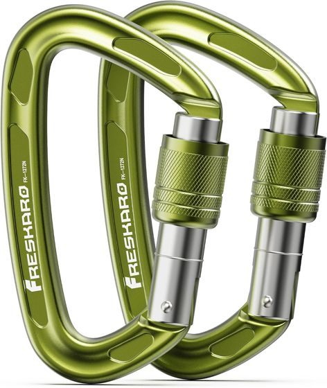 FresKaro 25kN Screwgate Carabiner, Green