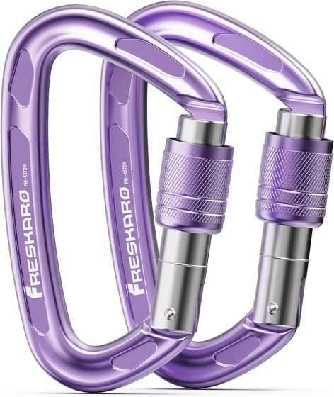 FresKaro 25kN Screwgate Carabiner, Purple