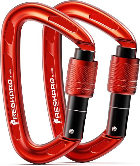 FresKaro 25kN Screwgate Carabiner, Red