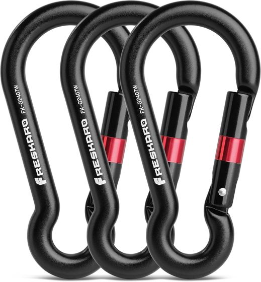 FresKaro 7kN Pear Spring Snap Carabiner, Black