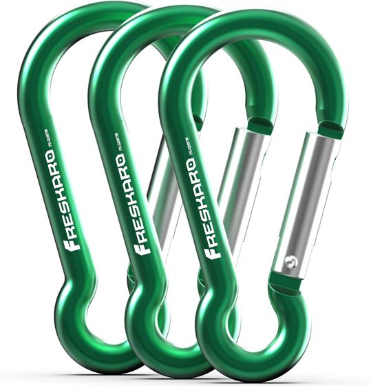 FresKaro 7kN Pear Spring Snap Carabiner, Green