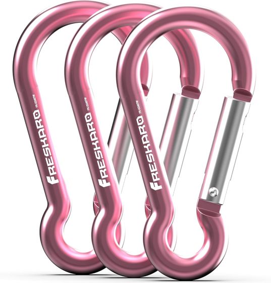 FresKaro 7kN Pear Spring Snap Carabiner, Pink