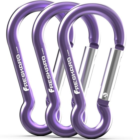 FresKaro 7kN Pear Spring Snap Carabiner, Purple