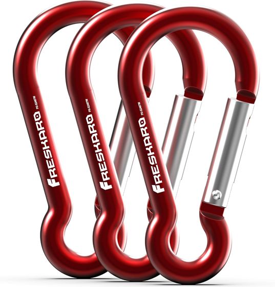 FresKaro 7kN Pear Spring Snap Carabiner, Red