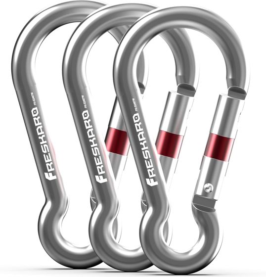 FresKaro 7kN Pear Spring Snap Carabiner, Silver