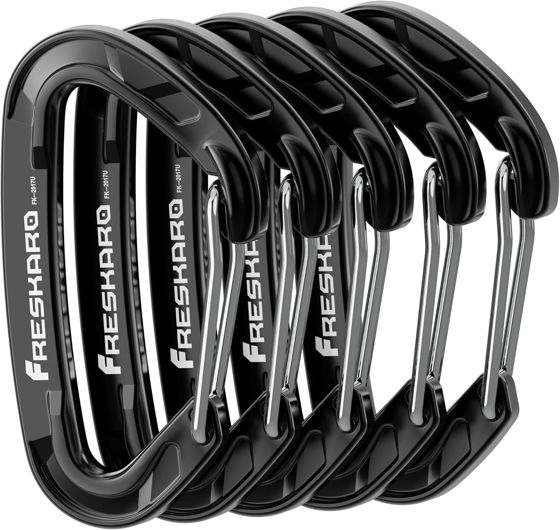 FresKaro 8kN Nano Wiregate Carabiner, Black