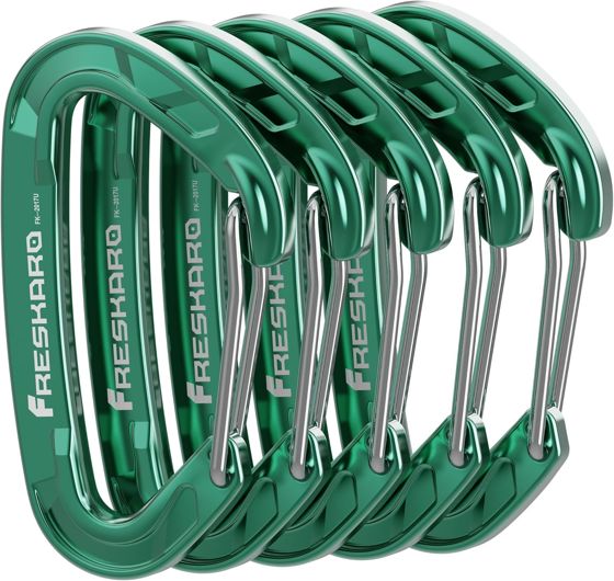 FresKaro 8kN Nano Wiregate Carabiner, Green