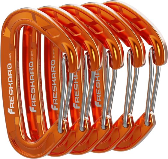 FresKaro 8kN Nano Wiregate Carabiner, Orange
