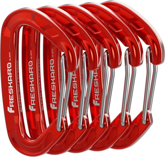 FresKaro 8kN Nano Wiregate Carabiner, Red